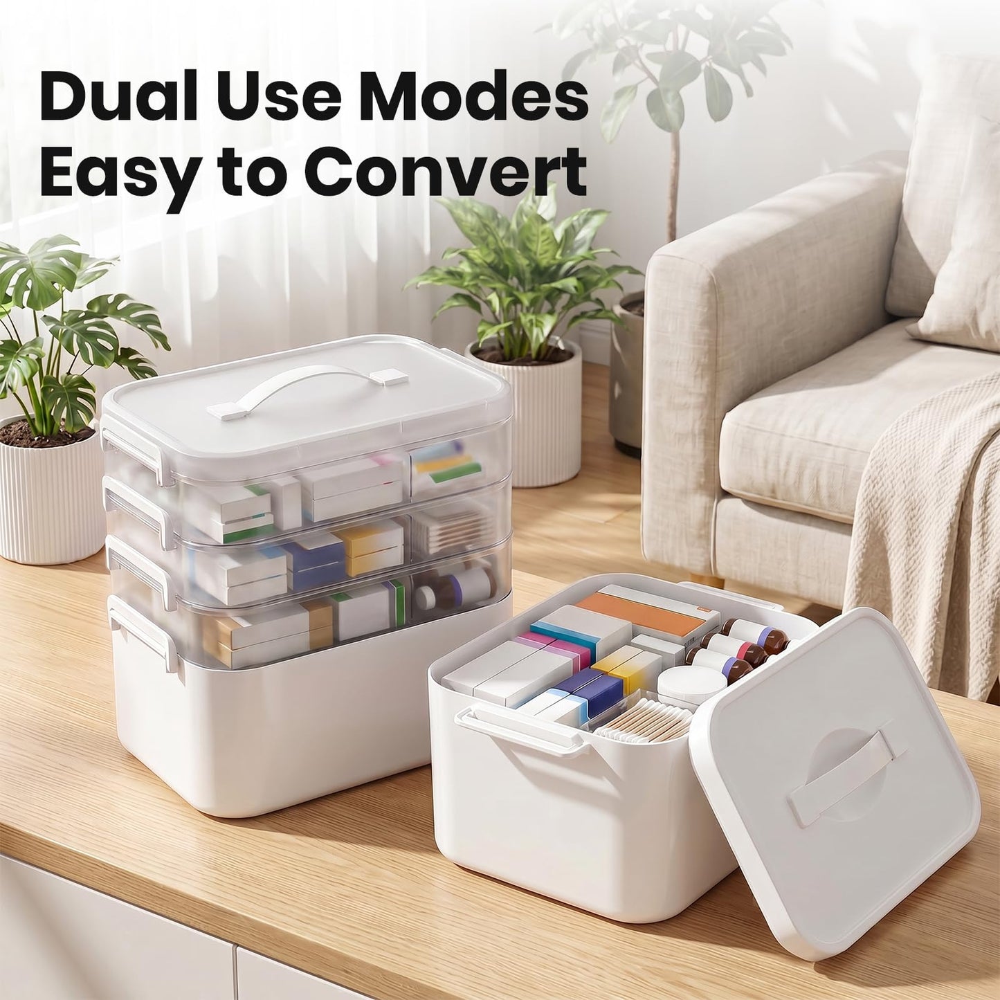 Stidyzo Medicine Storage Box, 4-layer Stackable Storage Box