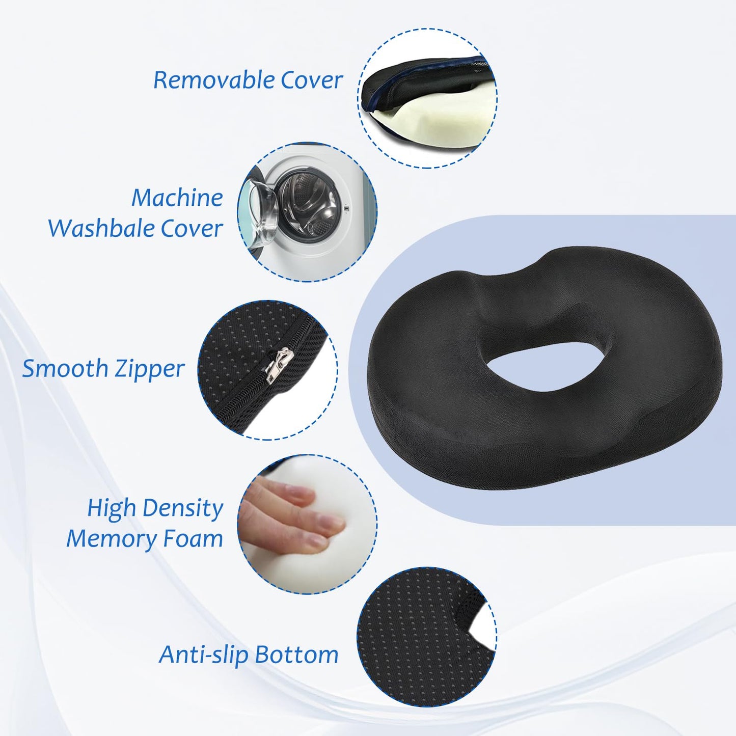KIKAWORD Donut Cushion, Hemorrhoid Cushion, Ring Cushions for Pressure Relief for Relief of Hemorrhoids Sciatica and Coccyx Pain for Office Car and
