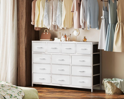 Coleshome Large Chest of Drawers Bedroom, 13 Large Fabric Drawers，White