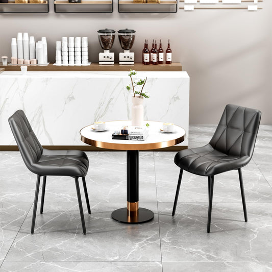 Clevich Dining Chairs Set of 2, PU Upholstered Chair, Metal Legs, Up to 200 kg, Easy Assembly, Stable, Comfortable, Kitchen Chairs 81 x 57 x 50 cm