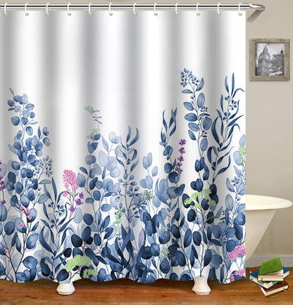 WELTRXE Shower Curtains, Bathroom Shower Curtain with 12 Hooks, Waterproof Polyester Fabric Bathtub Curtain, Weighted Hem, Quick Dry