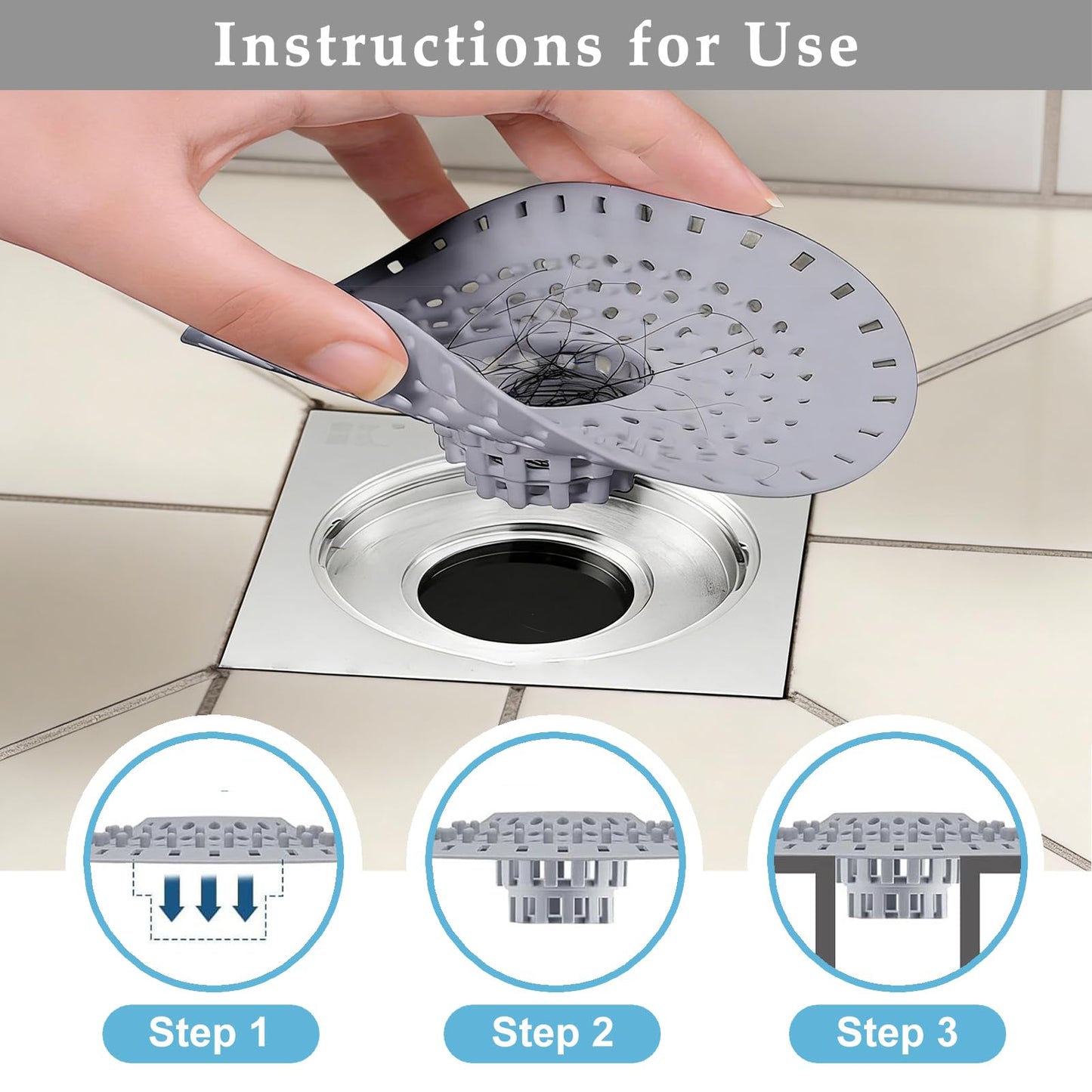 2 Pack Hair Catcher For Shower Drain, Silicone Shower Drain Hair Catcher, Shower Drain Cover Hair Trap