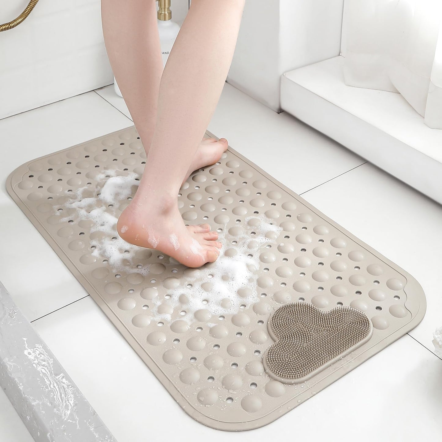 XIYUNTE Shower Mat Non Slip Anti Mould for Elderly, 70 x 40cm Non Slip Shower Mat for Inside Shower with Foot Massage