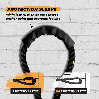 Yes4All NC7X Battle Rope, 50 mm - 9 m Training Rope, Exercise Rope 38 mm/50 mm Diameter Poly Dacron 9m/12m/15m Length, Without Anchor + Strap