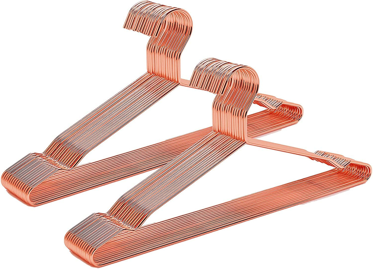 Amber Home 20pcs Shiny Metal Coat Hangers, Iron Shirt Hangers, Copper