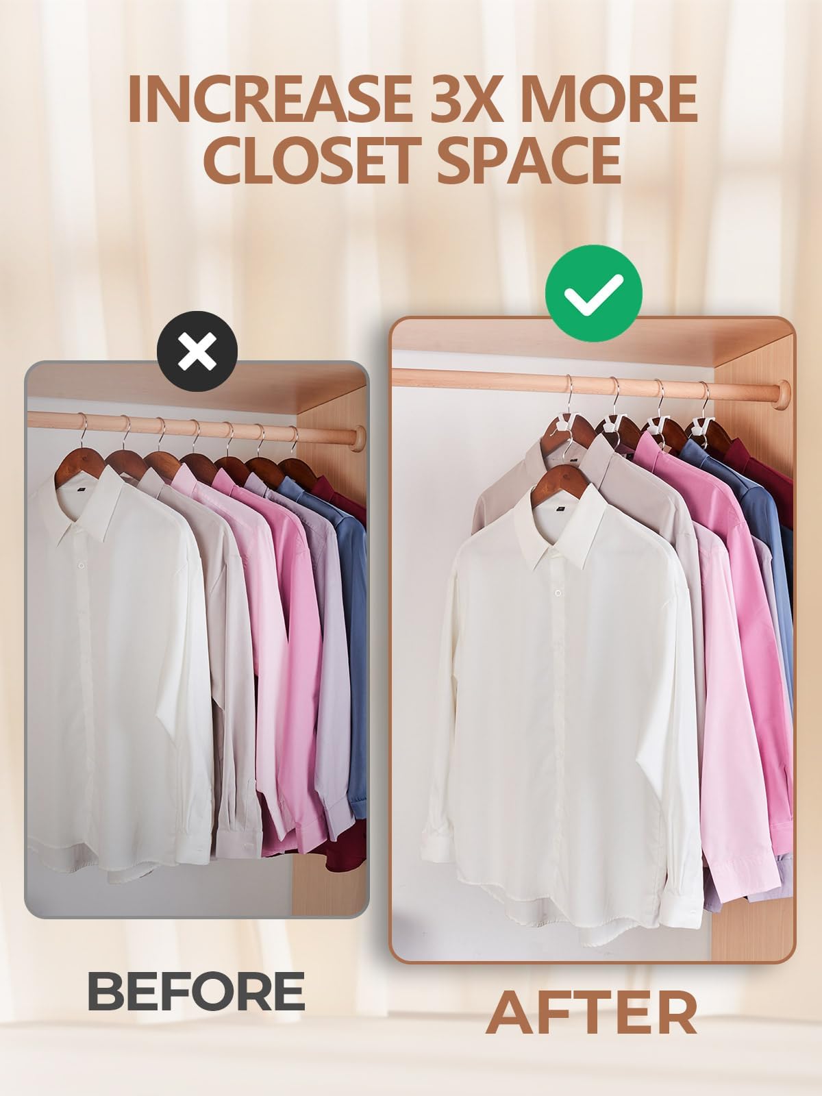 HOUSE DAY Space Saving Hangers for Clothes 30 Pcs, White