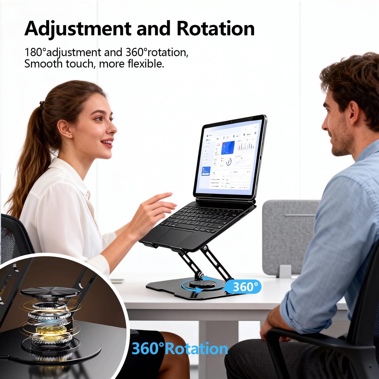 BAOWUABJ Laptop Stand for Desk, Adjustable Laptop Riser with Heat-Vent