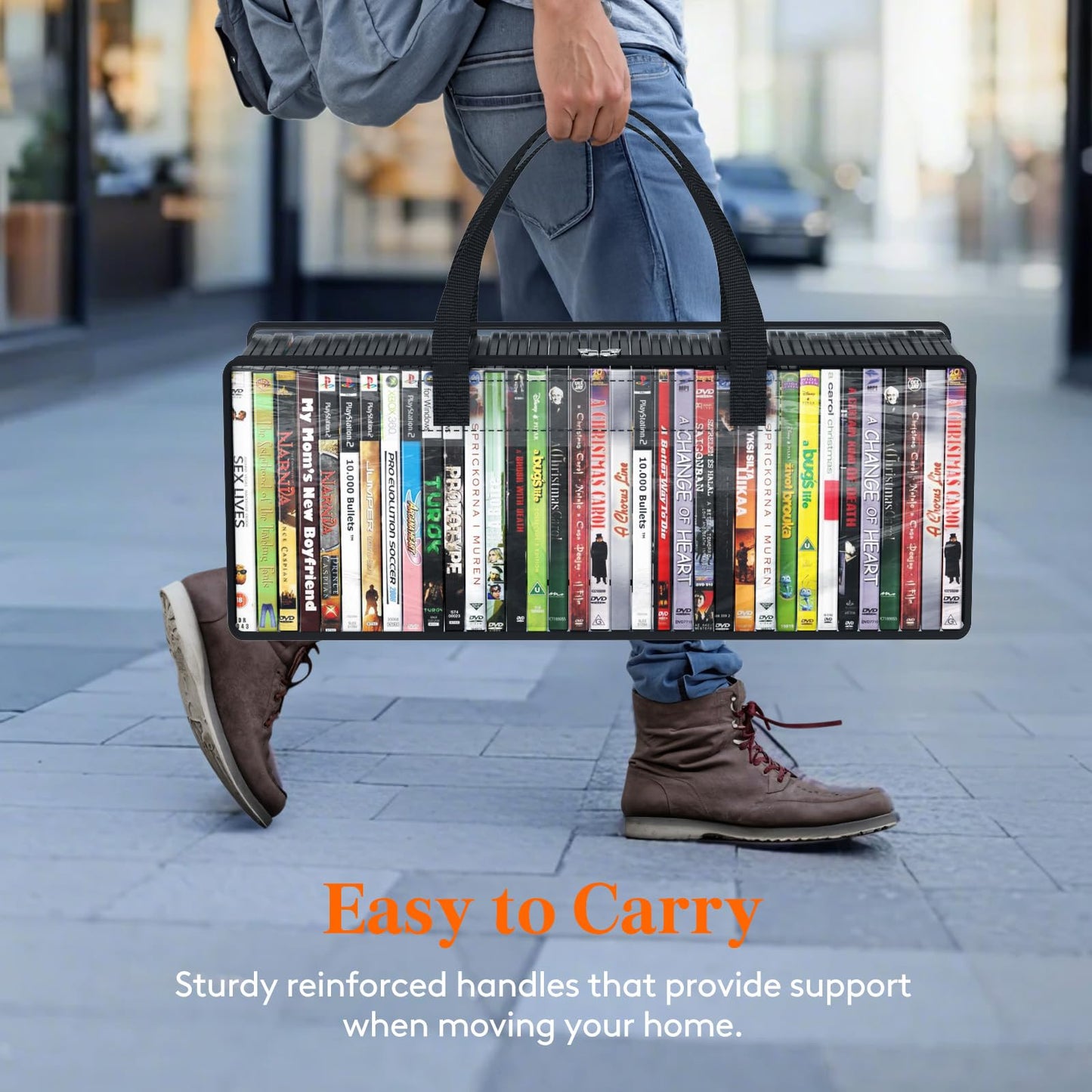 Lifewit DVD Storage Cases, Clear PVC Organizer with Handles, 6 Pcs
