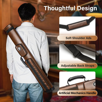 Adhafera Pool Cue Case, 2 X 2 Hard Snooker Cue Case, Made of Faux Leather Pool Cue Accessories (Not for 3/4 Cues)