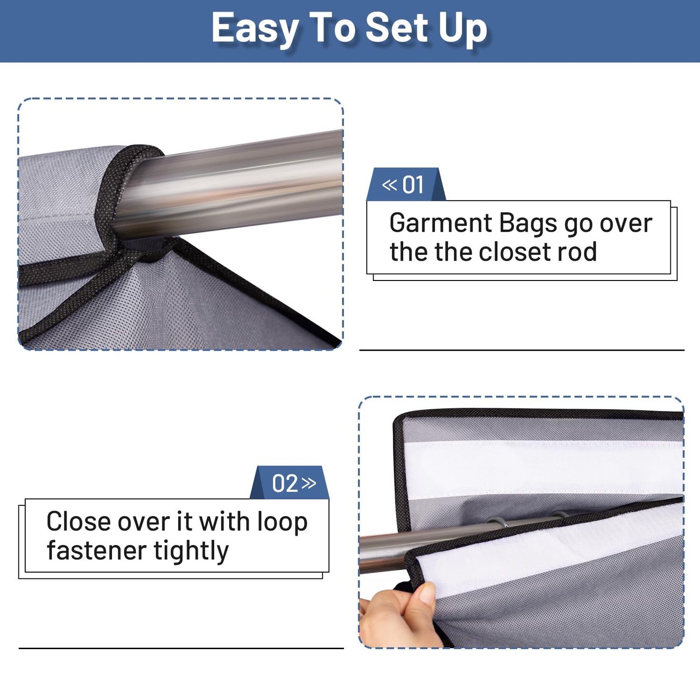 SLEEPING LAMB 2 Pack 54" Hanging Clothes Bags for Storage Long Dresses Fully Sealed for Clothes Jackets Coats Suits with Clear PVC Window