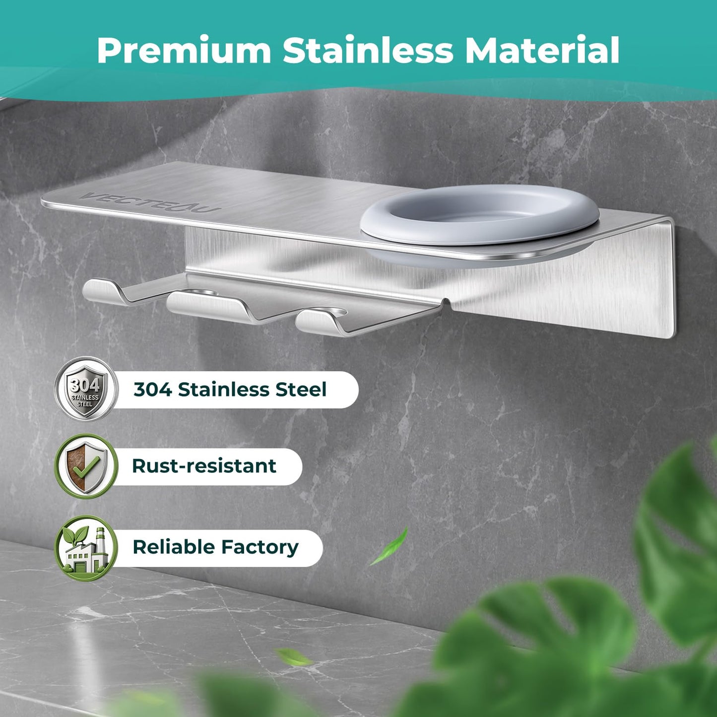 VECTEAU Toothbrush Holder Wall Mounted, Stainless Steel Electric Toothbrush Holder Compatible with Oral-B iO