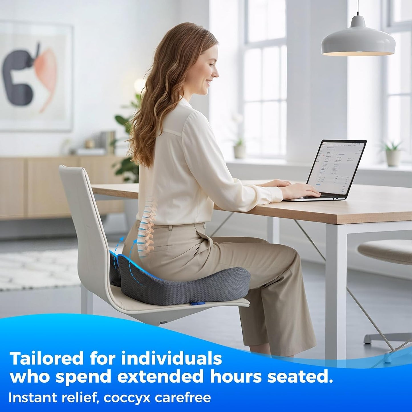 Niceeday Seat Cushion for Office Chair & Car - Premium Memory Foam with Ergonomic U-Shape Design - Enhanced Comfort for Tailbone & Hip Support