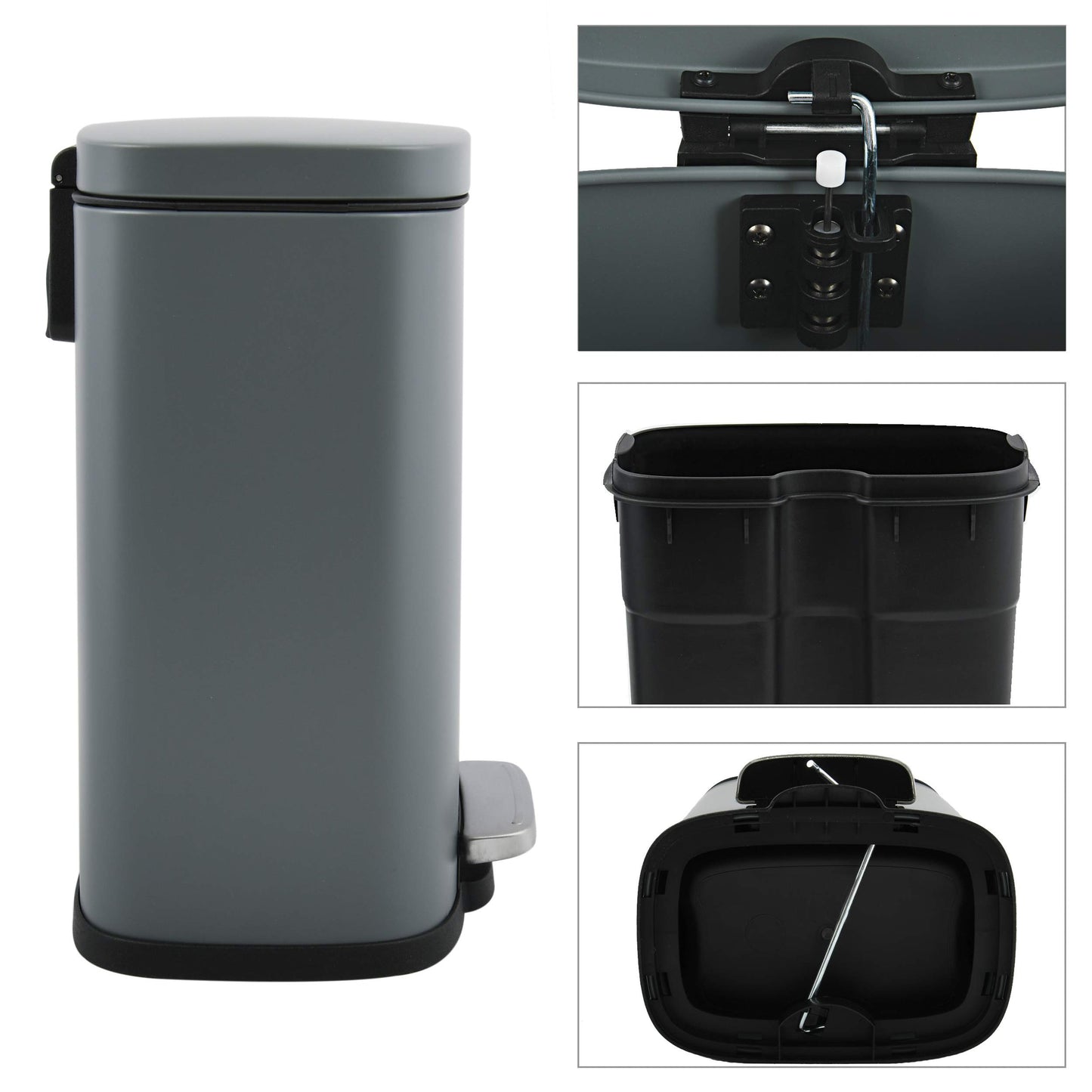 Spirella Collection Akira Pedal Bin, 21.4 x 17.6 x 30 cm (5 Litres), Steel, Matt Chrome