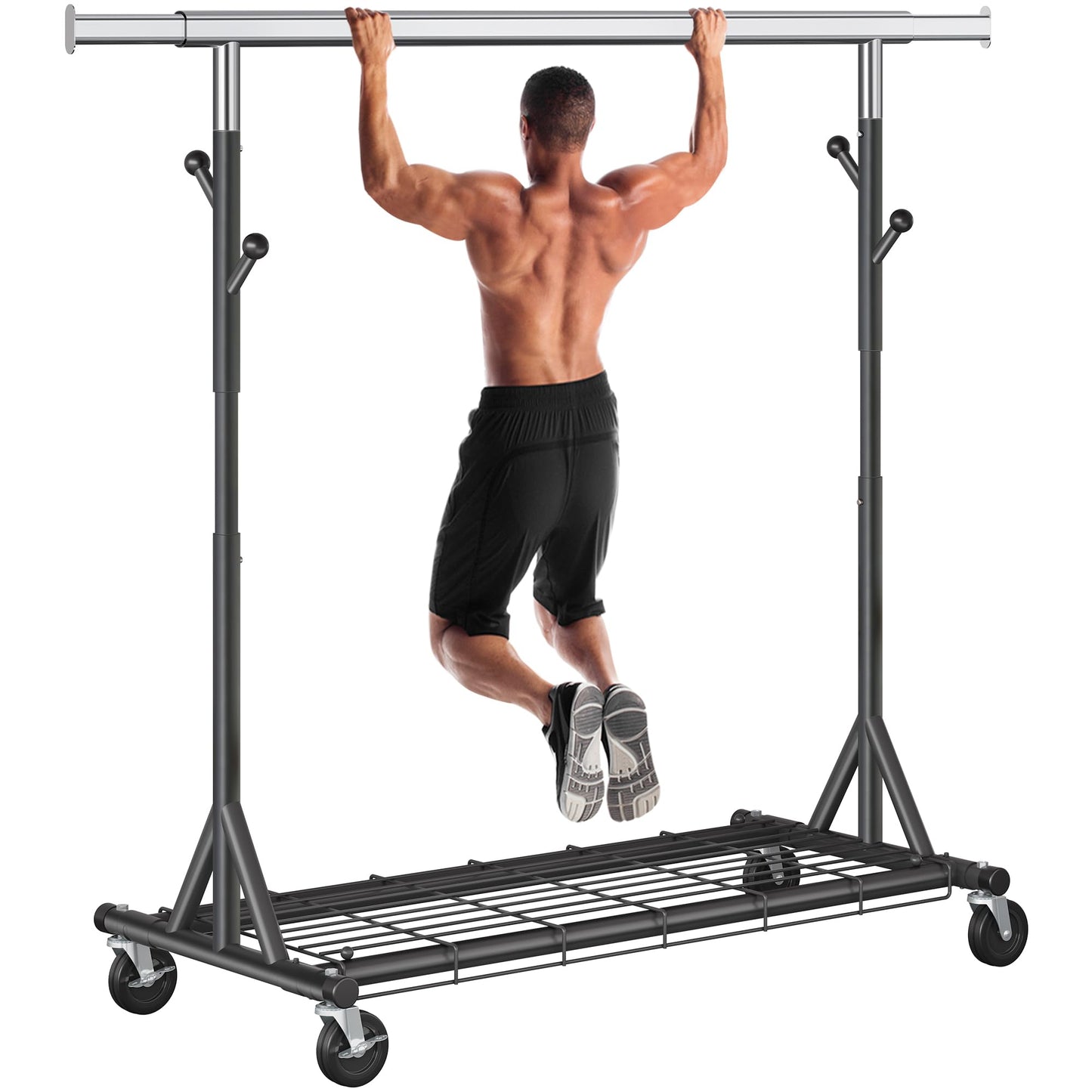 Gewudraw Clothes Rack Heavy Duty 240 KG Capacity, Portable, Foldable, Black