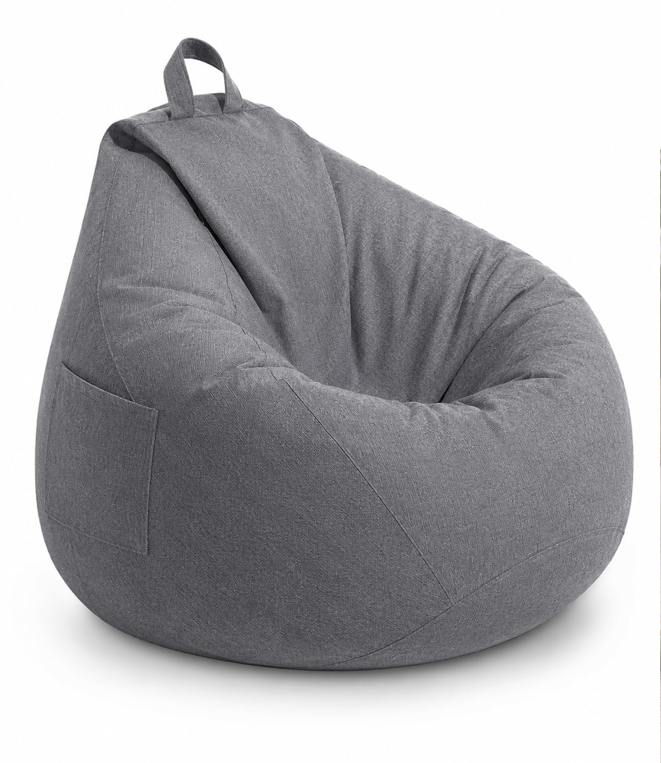 Highdi Kids Bean Bag Without Fillings - Cotton Linen Durable & Comfortable, Grey Storage Bean Bag Chair for Living Room/Gaming Room