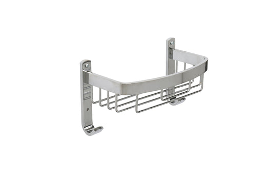 Croydex Aluminium Large Basket - Bathroom Storage Solution with Screw to Wall Fixings, Rust-Free Chrome Shower Caddy, Wall Plugs and Screws Included,