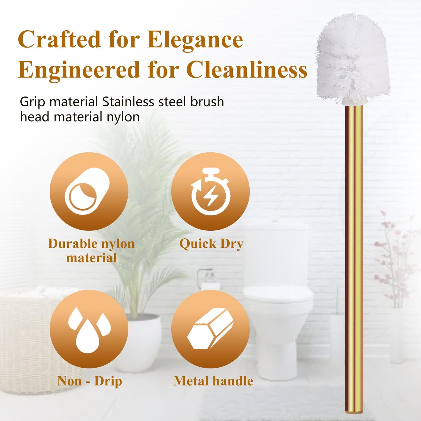 Gold Toilet Brush Replacement Brushes Only, Bring 3 ø 7.5 Cm White Toilet Brush Replacement Head Screw On, Toilet Cleaner Brush