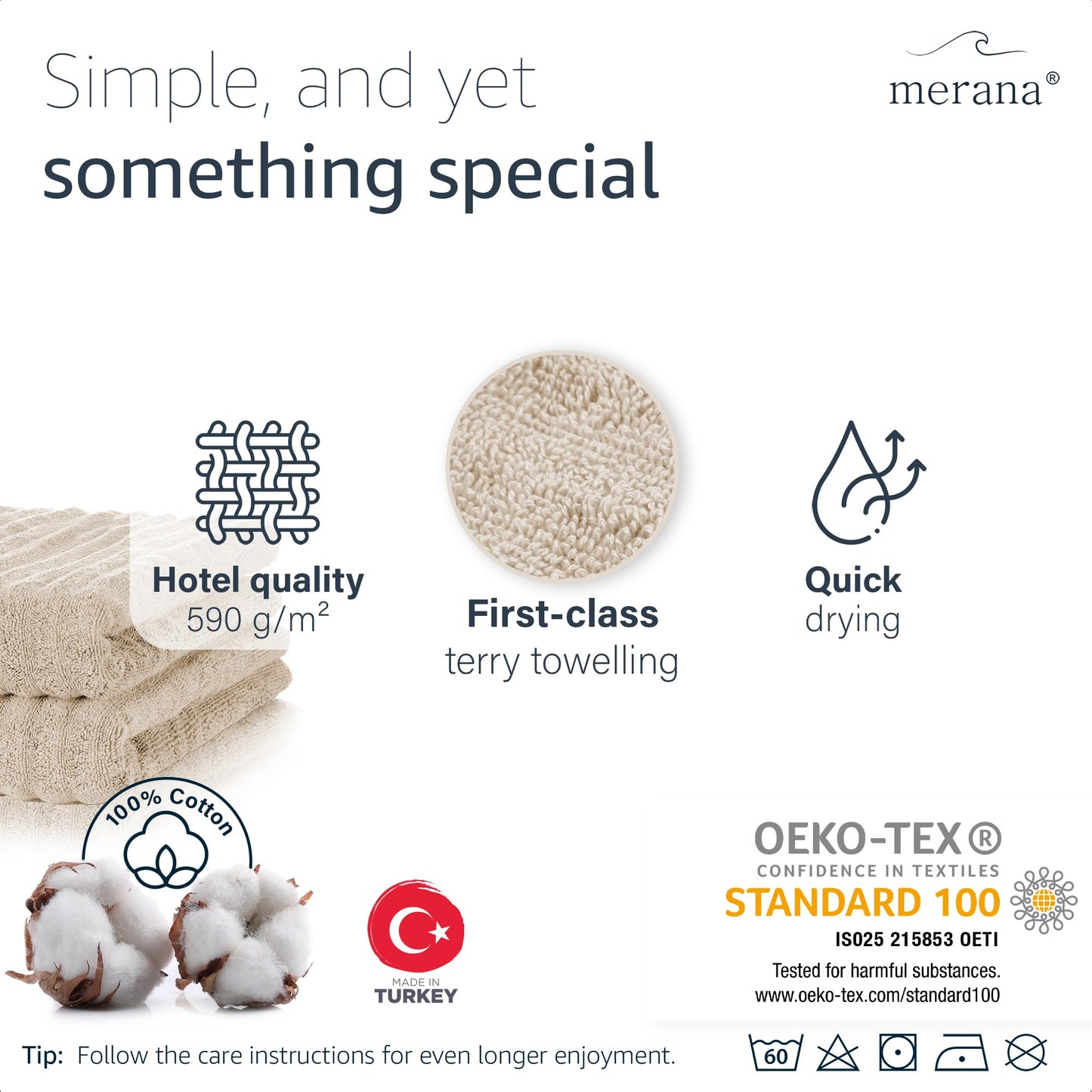 Merana OSLO towel set | quick-drying, soft & lint-free | terry luxury quality | 100% cotton terrycloth | OEKO-TEX | 590 GSM