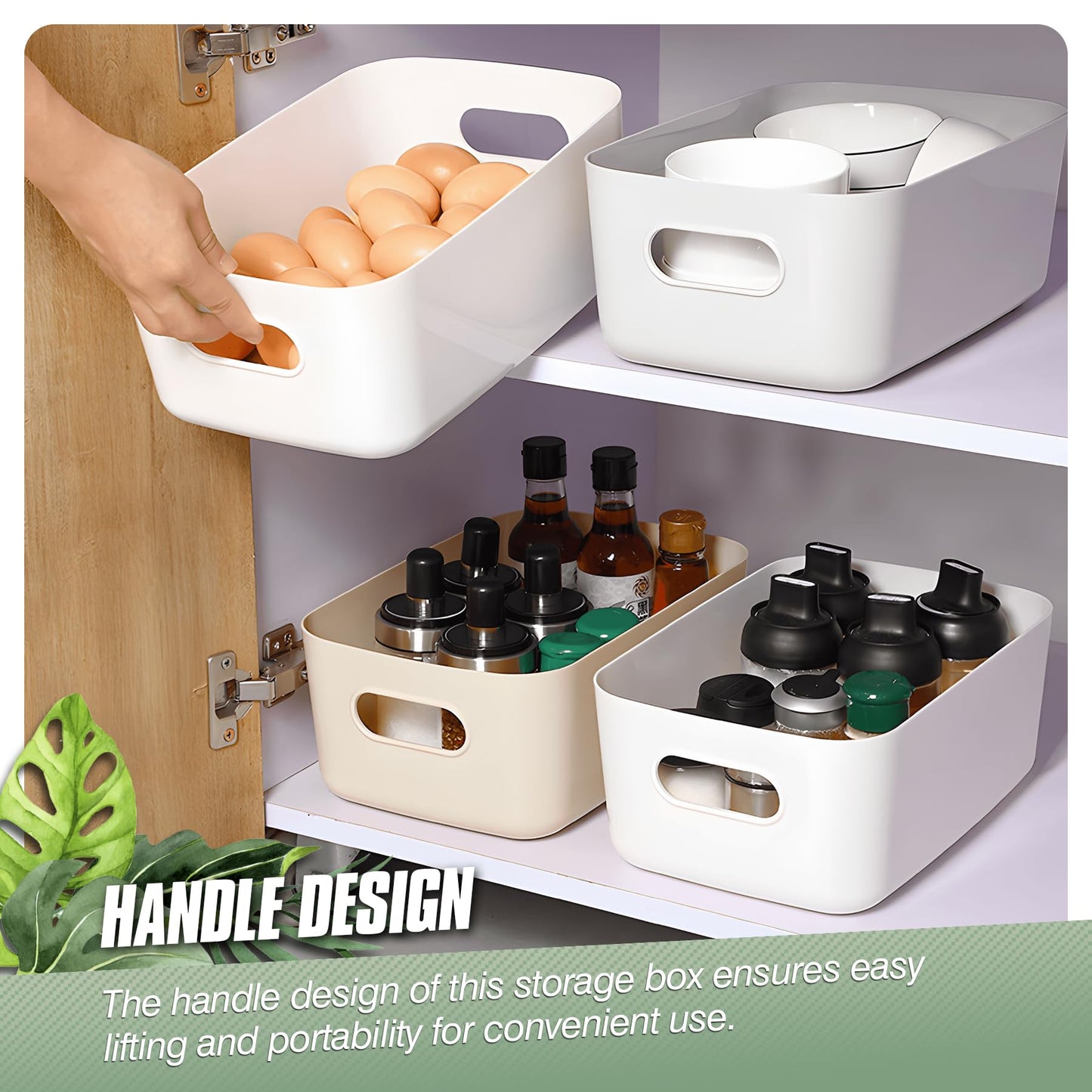 Vivikivi 6 Pcs Plastic Storage Boxes Storage Baskets of 3 Sizes