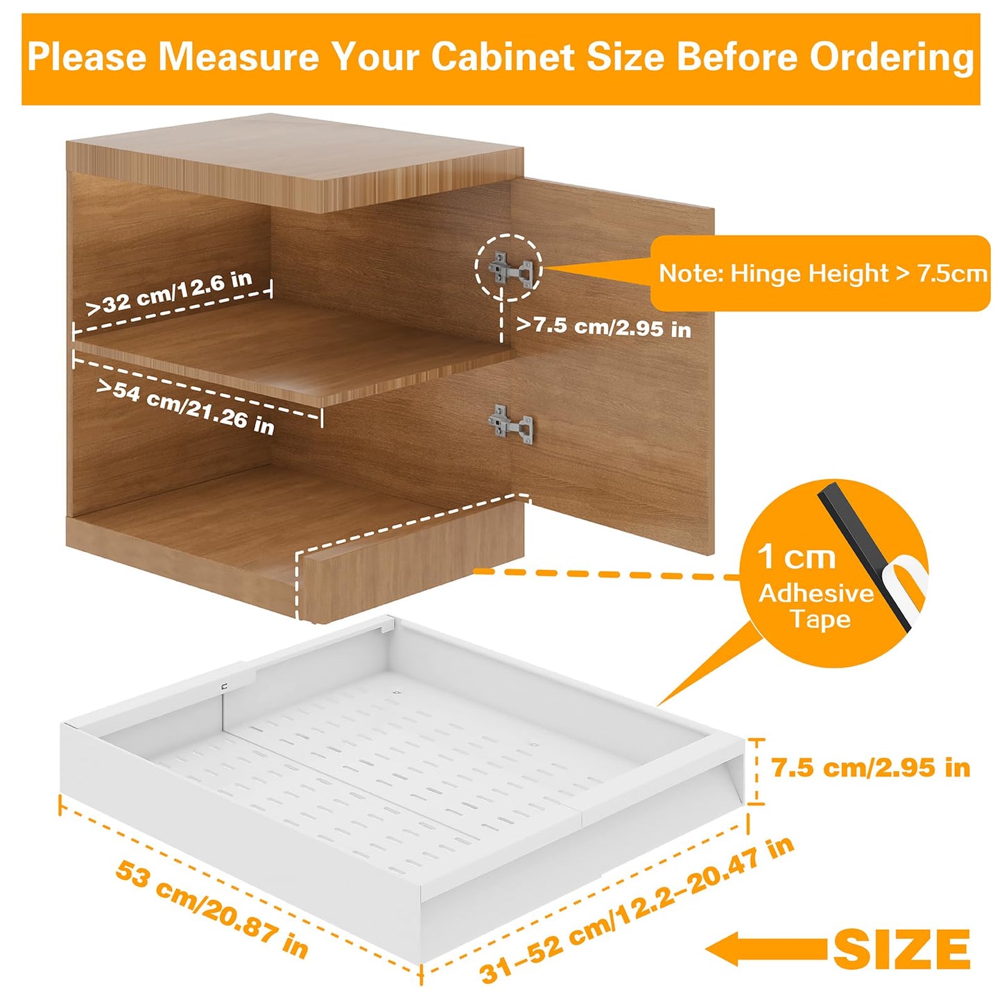 Mointal 2 Pack Kitchen Extendable Drawer, Telescopic Drawer with Adhesive, Adjustable Width 31-52 cm, Pull Out Cabinet Organizer for Kitchen