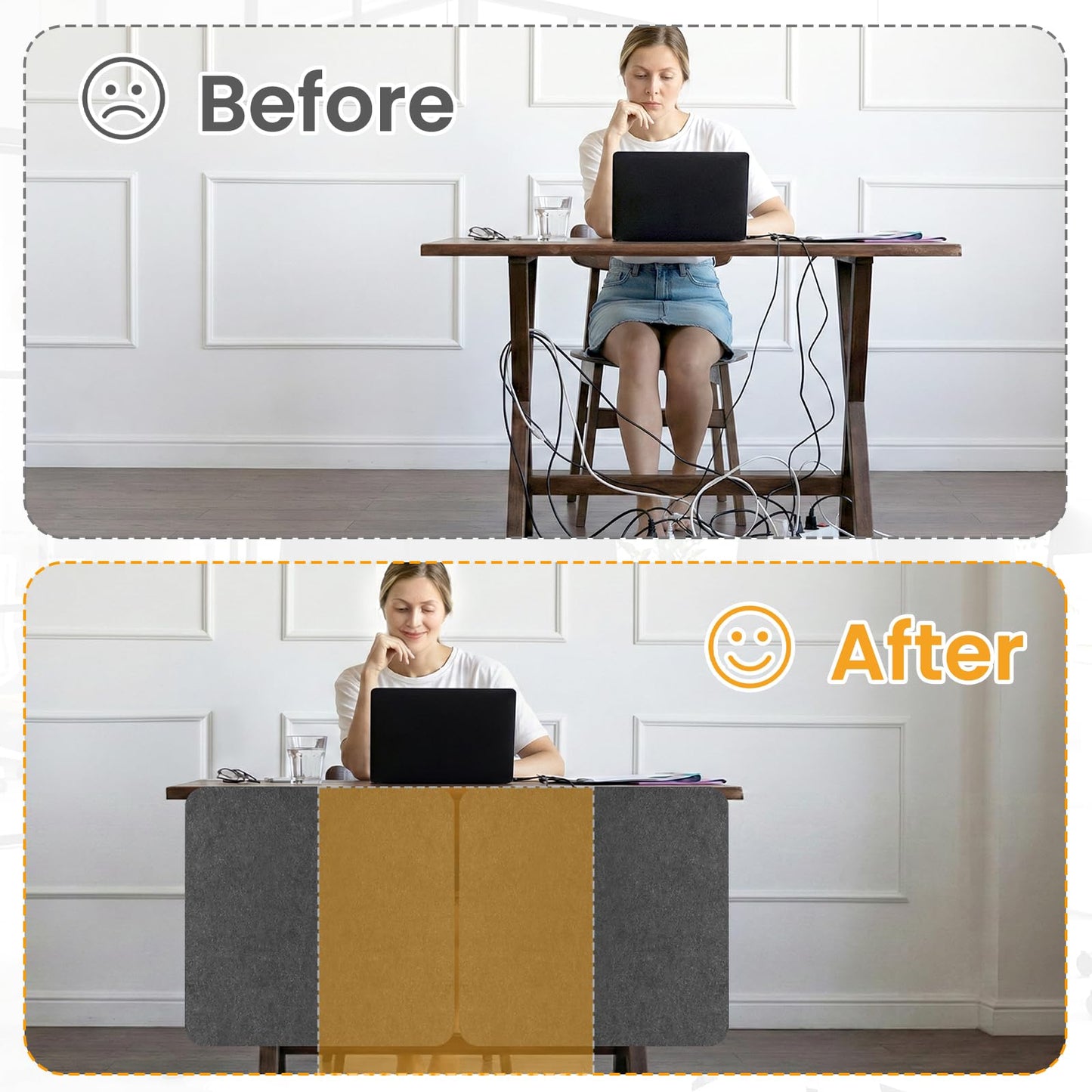 2-Pack Felt Desk Dividers, Clamp-On Privacy Panels, 60 x 60 cm, Dark Grey