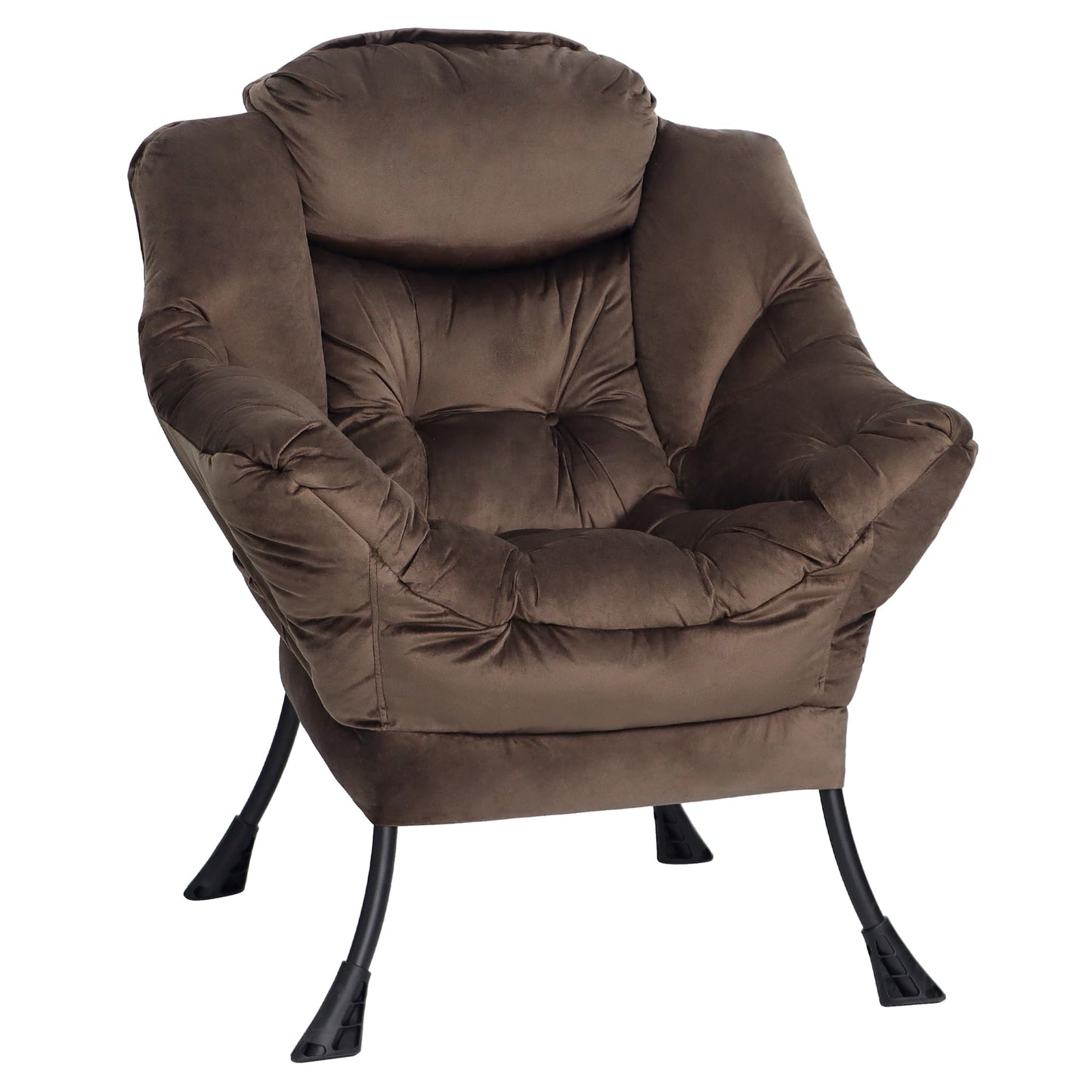 Mordchil EU Comfy Chair for Adults,Armchair Chair for Living Room,Velvet Reading Chairs for Bedroom, Accent Chairs with Steel Frame,Dark Coffee