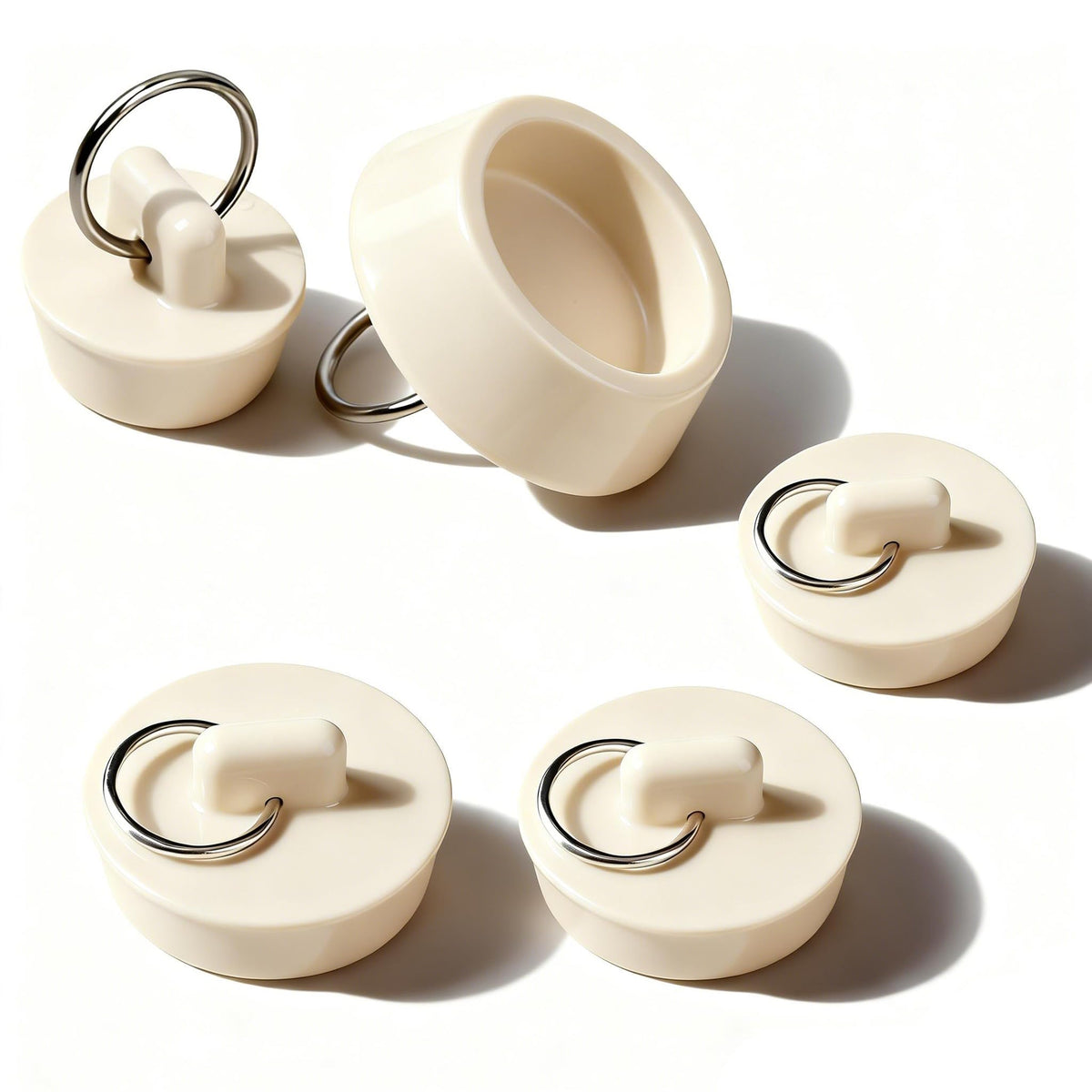 5 Pcs Rubber Bath Plugs, 5 Different Size Kitchen Sink Plug, Universal Bathtub Plug Drain Stopper for Bathtubs Kitchen Sinks Hand Basins White