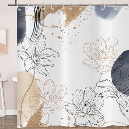 Hnmdmyi Boho Shower Curtain 180x180, Abstract Floral Shower Curtains Mid Century Modern Geometric Minimalist Aesthetic Art Bathroom Curtains