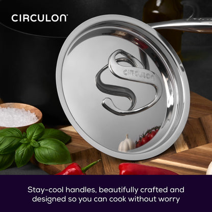 Circulon Style Hard Anodised Sauteuse, 27cm/3.8L, Black