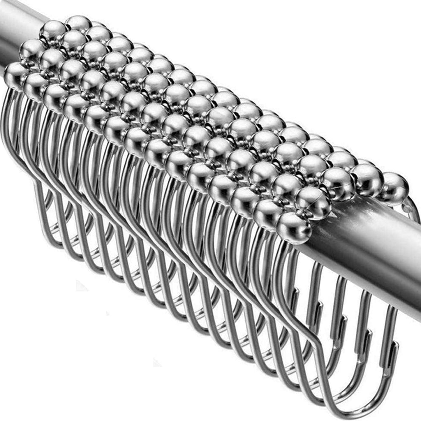 Smith’s® 14x Stainless Steel Shower Curtain Hooks | Chrome, Silver, Metal, Shower Rod & Rail Rings, & Roller Balls for Bathrooms | Rust-Resistant