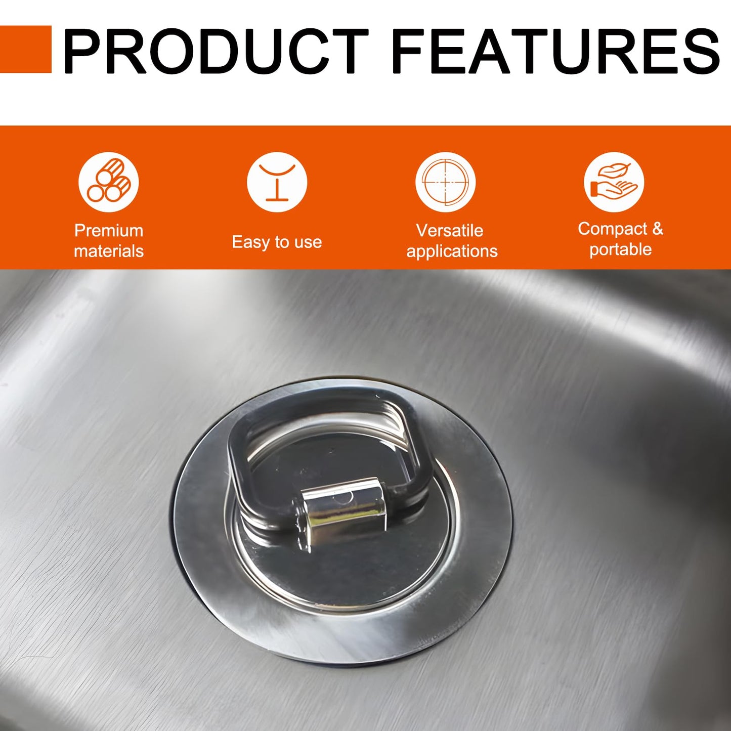 Universal Chrome Sink Plug Bath Plug Replacement, Chrome Finish Sink Plug, Easy-Grip Handle Drain Stopper with Leak-Proof Seal for Bathroom Kitchen