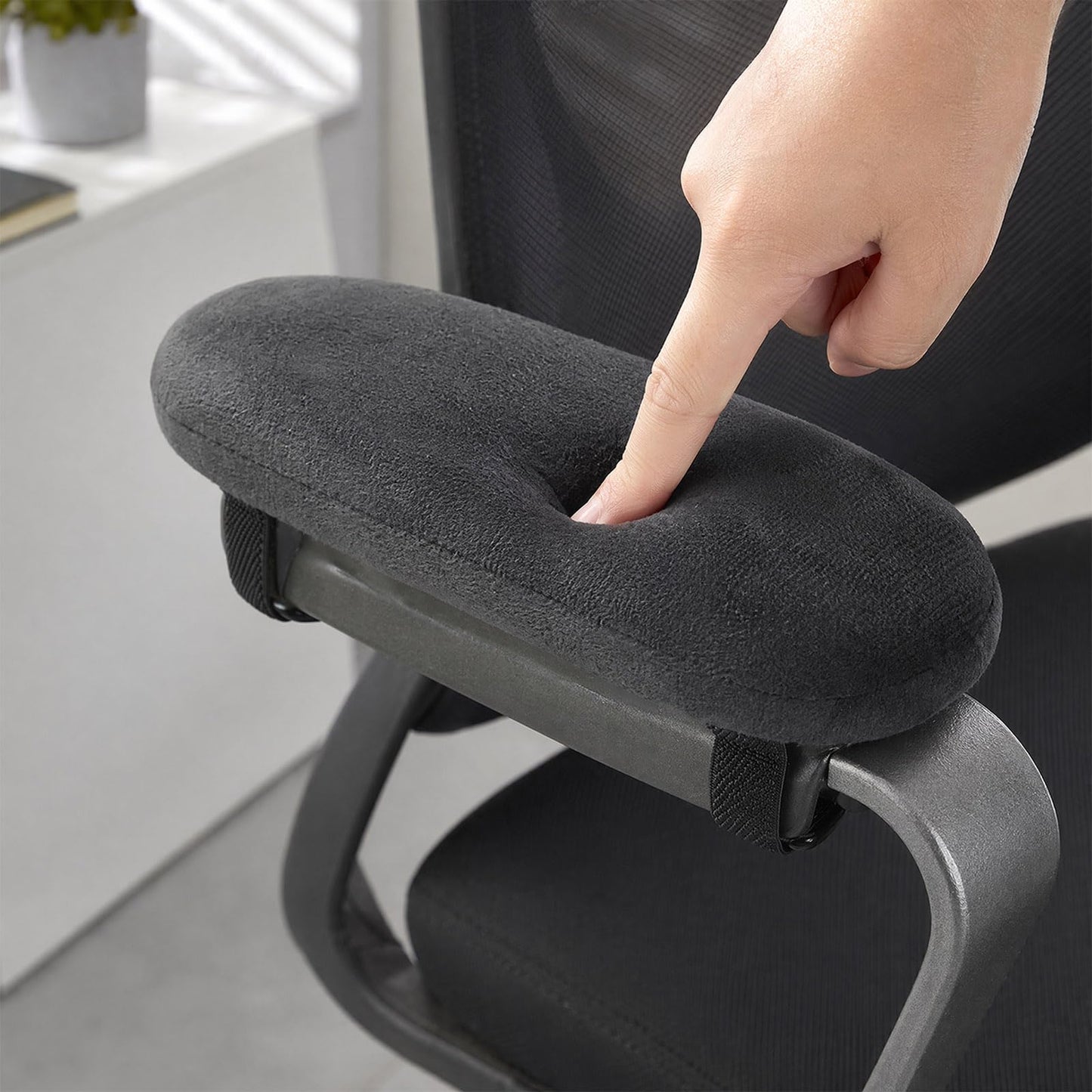 KIPTVO 2 Pack Memory Foam Office Chair Arm Pads, Adjustable Armrest Covers