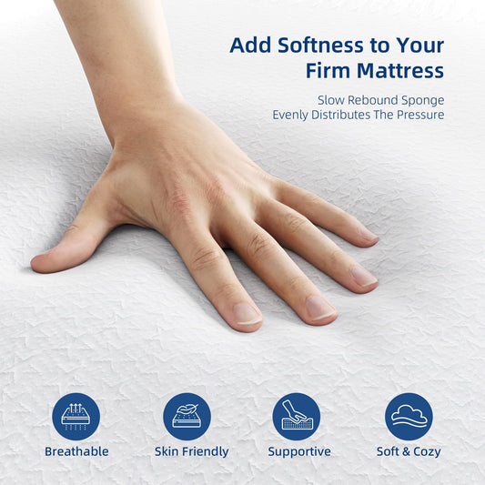 wowttrelax Memory Foam Mattress Topper Single Bed, 7cm Thick Orthopedic Cooling Single Mattress Topper for Back Pain Relief, Washable Cover with