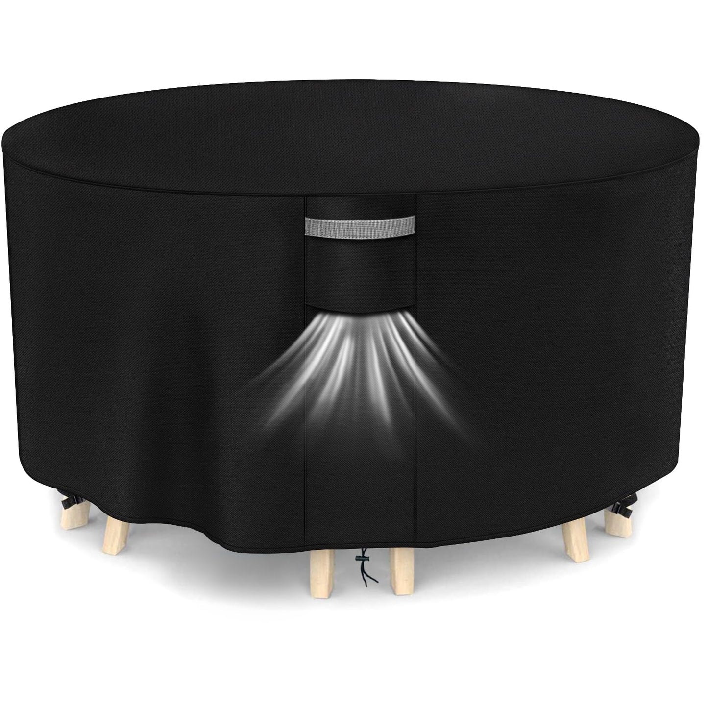 Dokon Garden Furniture Covers Waterproof, Garden Table Cover with Air Vent, Heavy Duty 420D Oxford Fabric Windproof Anti-UV Outdoor Table and Chairs
