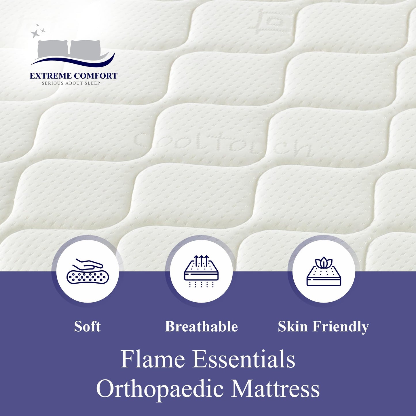 eXtreme comfort ltd Flame Essentials Orthopaedic Double Mattress 4’6 FT (135x190cm) | Firm Support Foam | Maximum Value All-Foam | 14cm Deep | UK Made