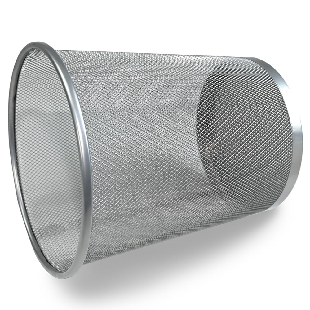 Ram® 20L Circular Mesh Bin Office Home Garbage Can For Bathrooms, Kitchens, Offices, Rooms, Students (Silver)