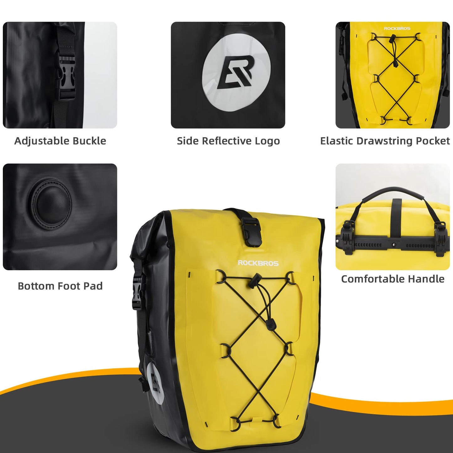 ROCKBROS Bike Pannier Bag 25L-32L 100% Waterproof Rear Rack Bike Bag Bicycle Bag for Rear Carrier Bike Handbag for Cycling Touring Travelling