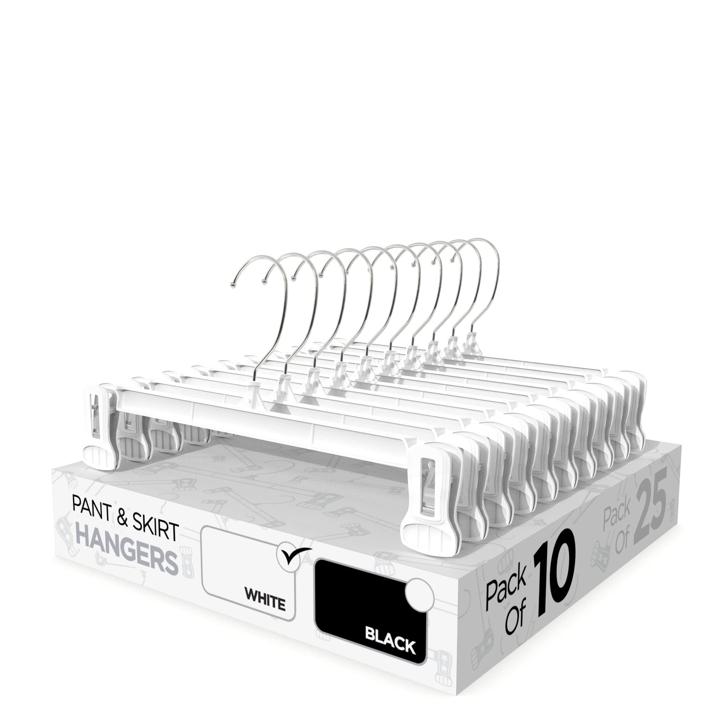 Sharpty Pant & Skirt Hangers - Closet Hangers for Shorts, Shirts, Jeans, Dresses, Slacks, Coats, Clothes, Clothing, Garments & More - Durable