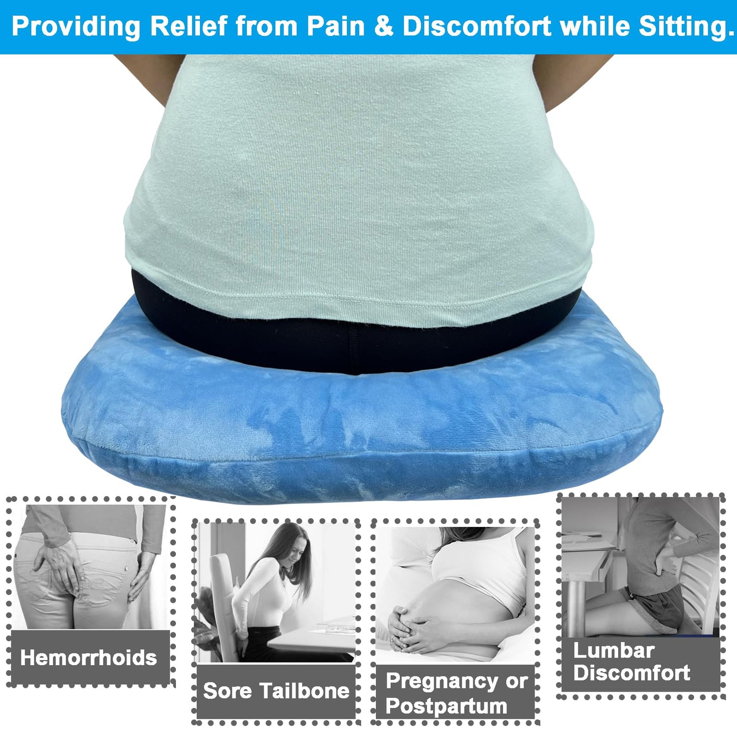 Jeelathy Donut Pillow Hemorrhoid Cushion for Tailbone Pain Relief, Medical Anti-bedsore Seat Cushion for Pressure Sores & Bedsores, Pregnancy