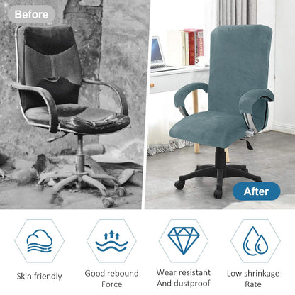 YushengTai Velvet Office Chair Cover, Stretch Office Chair Cover for Gaming Chair, Computer, Swivel Chair Cover with Armrests, Elastic