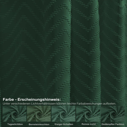 BTTN Boho Tufted Chevron Shower Curtain, 183x186cm, Emerald Green