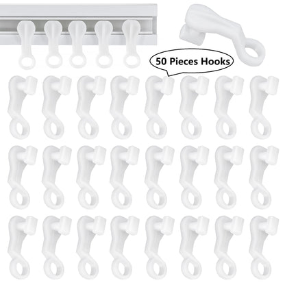 50 Pieces Plastic glider Curtain Hooks for curtains white,2.7x0.9mm