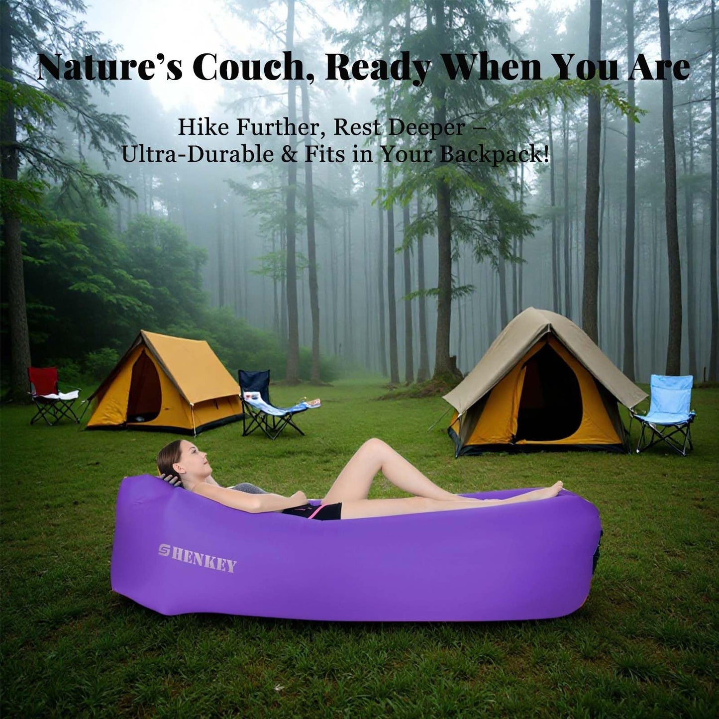 Inflatable Lounger, Air Sofa Hammock with Waterproof and Anti-Leak Design - Perfect Portable Inflatable Couch for Backyard Lakeside Beach Traveling