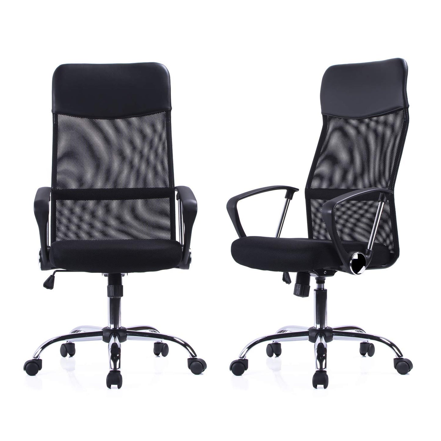 Exofcer Office Chair, High Back Desk Chair, Ergonomic Computer Chair, Height Adjustable, Breathable Padded Seat, Home Mesh Swivel Chair (Black)