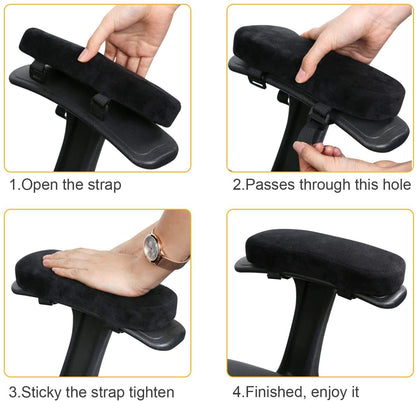 LEADSTAR Armrest Pads, Chair Arm Covers Cushions Ergonomic Memory Foam Anti-Slip Elbow Support Pillow for Computer, Gaming and Desk ChairsBlack