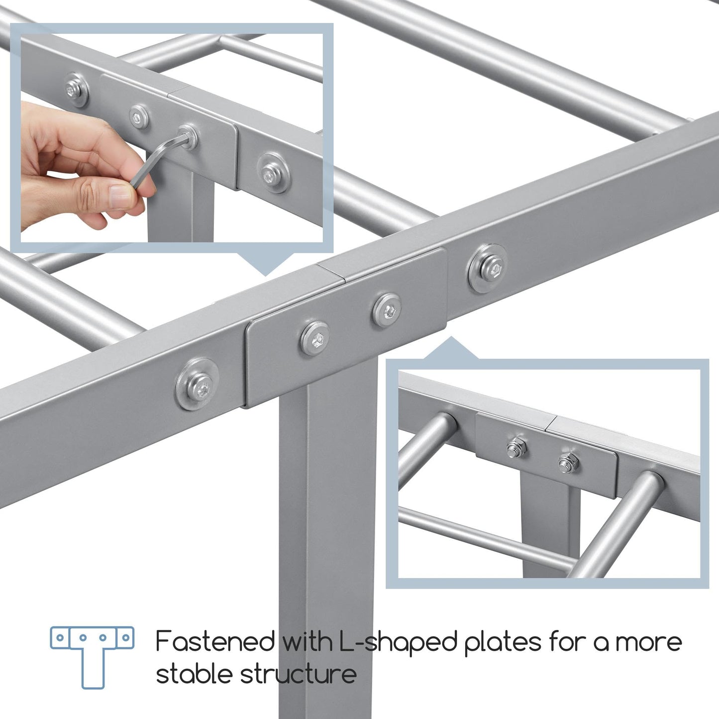Yaheetech 3ft Single Metal Bed Frame with Cloud-inspired Design, Silver