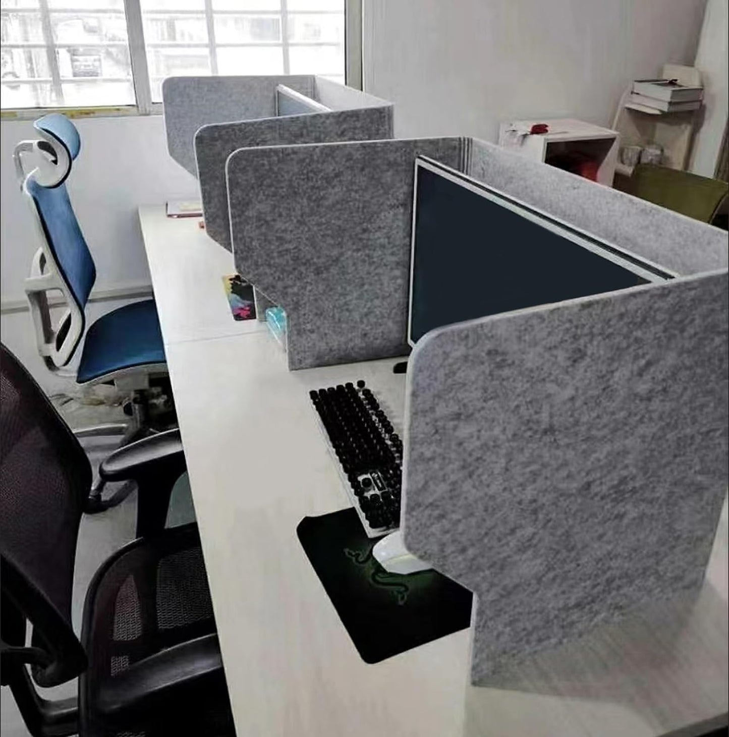 100cm Gray Felt Desk Privacy Divider Panel - 100cm Foldable Classroom Desk Partition Shields -Desktop Separator Panel