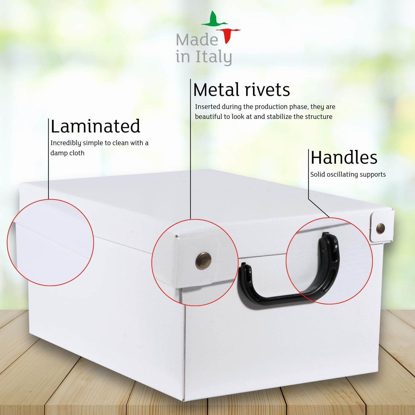Lavatelli Set of 4 Cardboard Storage Boxes with Lid White 25x35x17.5cm