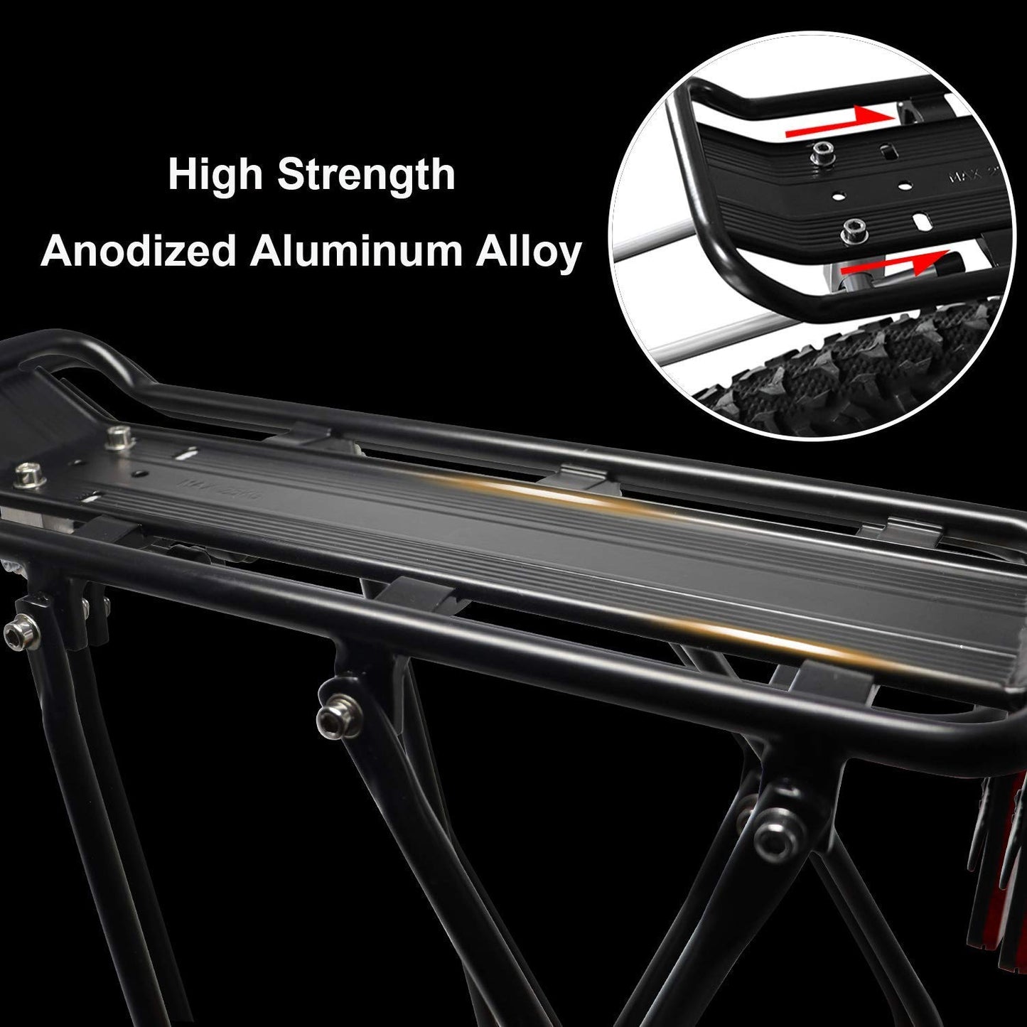 Bike Cargo Rack Bungee Cargo Net & Reflective Logo Universal Adjustable Bicycle Rear Luggage Touring Carrier Racks 25kg Capacity Mountain Road Bike