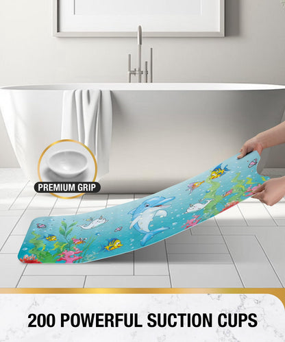 HITSLAM Baby Bath Mat Non Slip, Bathtub Mat Non Slip, 101 x 40cm Extra Long Bath Tub Mat for Kids